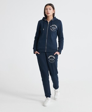 Superdry Applique Serif Loopback Női Sportruházat Sötétkék | HMOIJ9837